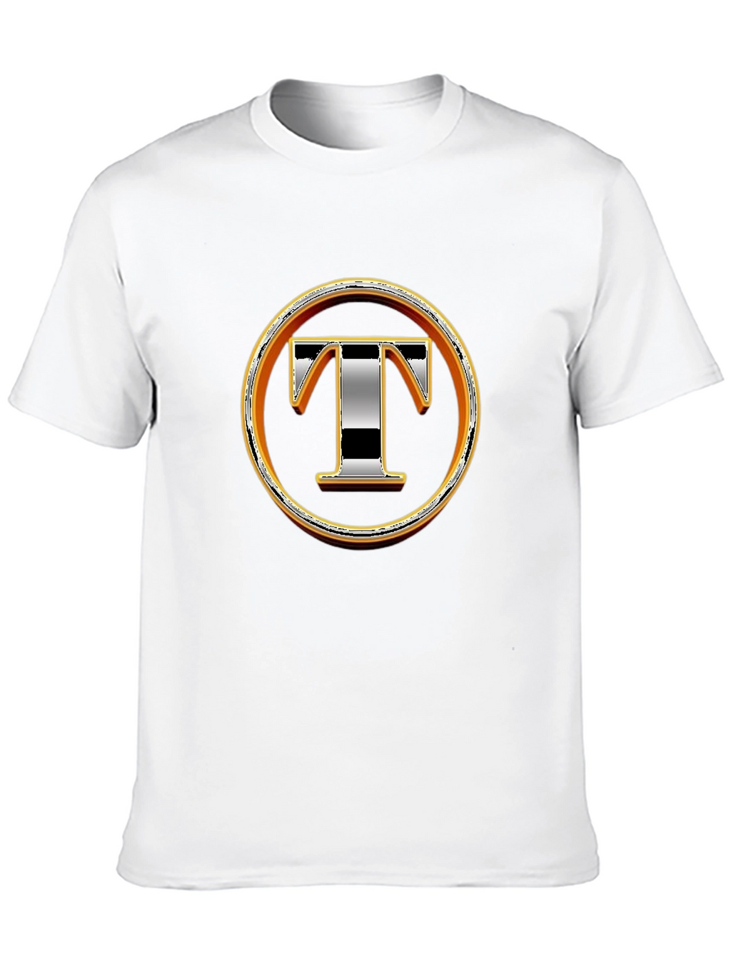 Graphic T-Shirt with Letter T Design - Black