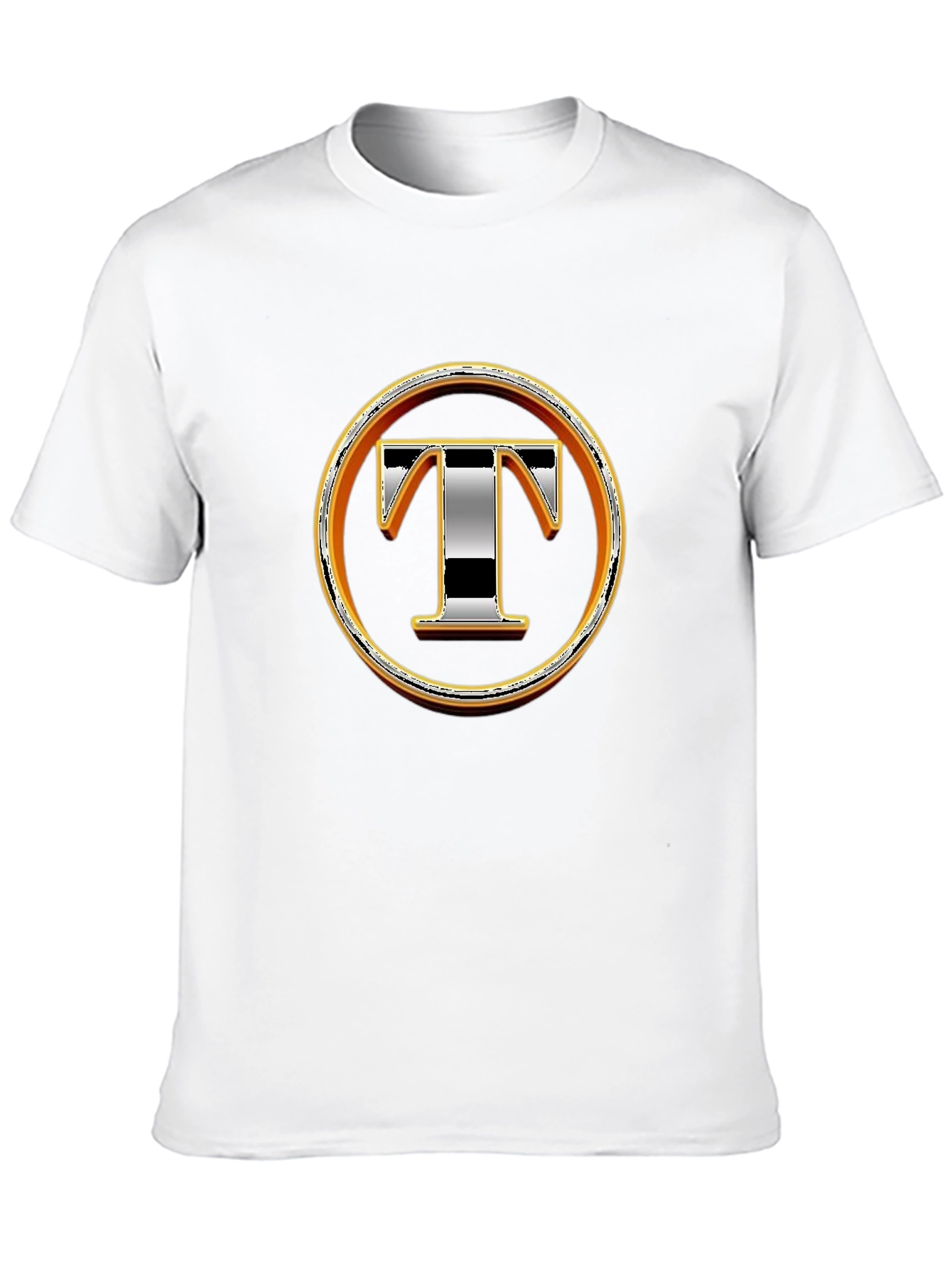 Graphic T-Shirt with Letter T Design - Black