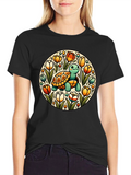 Turtle & Tulips Graphic Black T-Shirt
