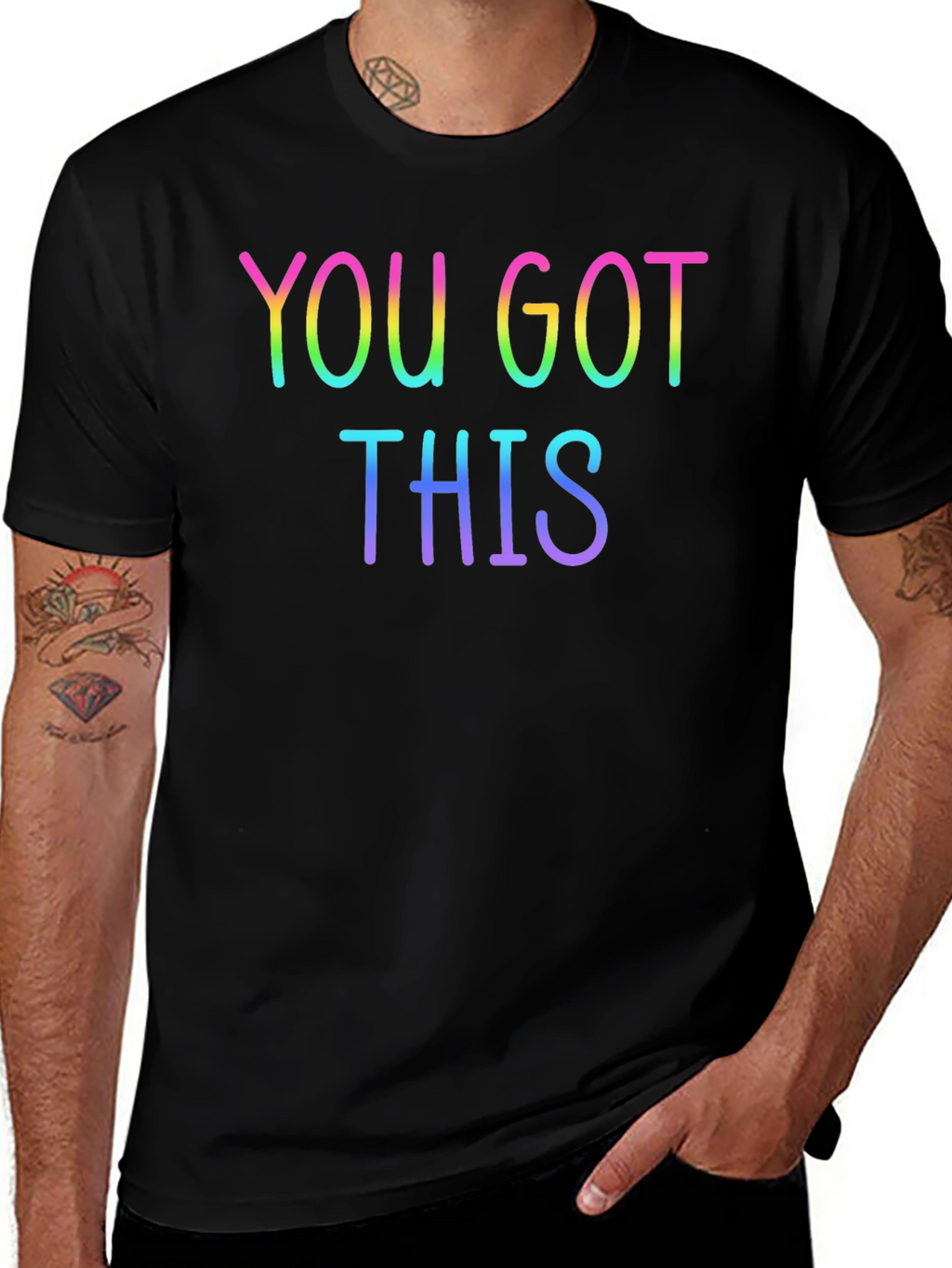 You Got This Rainbow Text Black Tee