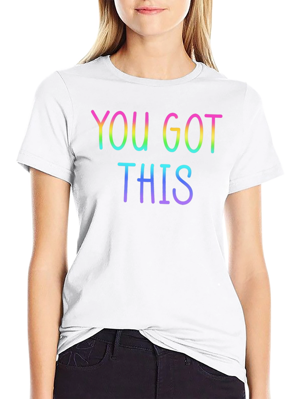 You Got This Rainbow Text Black Tee