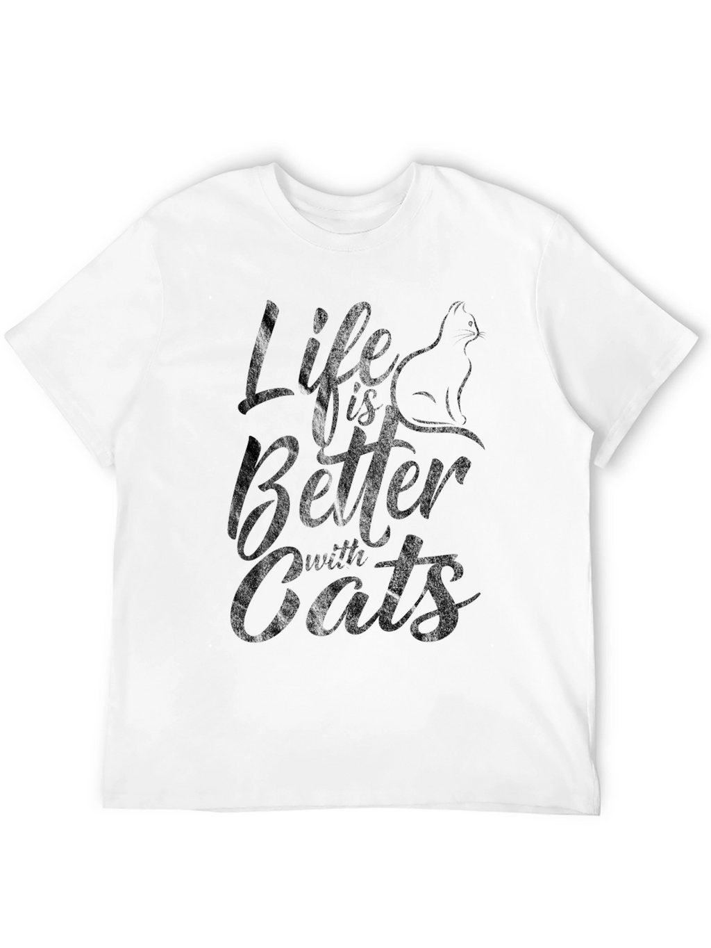 Life is Better with Cats Black Graphic T-Shirt