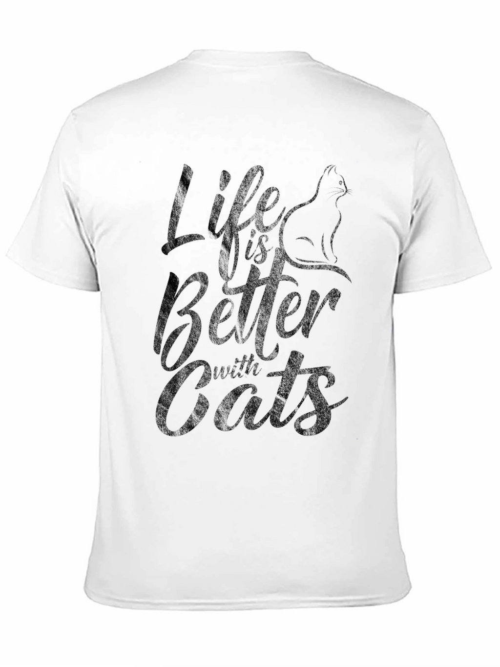 Life is Better with Cats Black Graphic T-Shirt