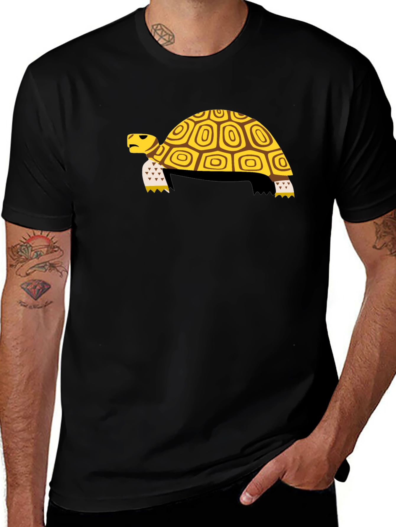 Turtle Graphic Tee - Black Cotton T-Shirt
