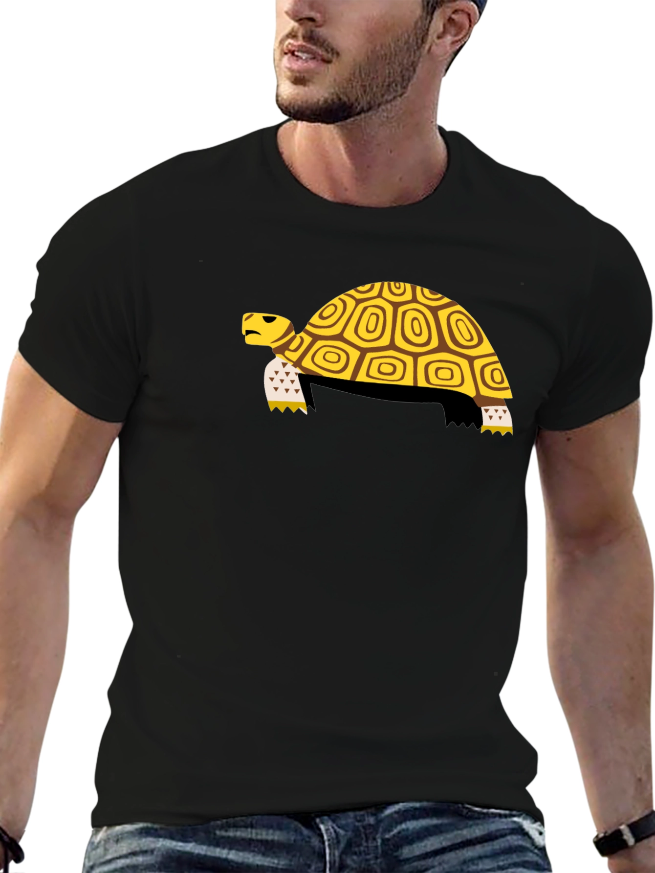 Turtle Graphic Tee - Black Cotton T-Shirt