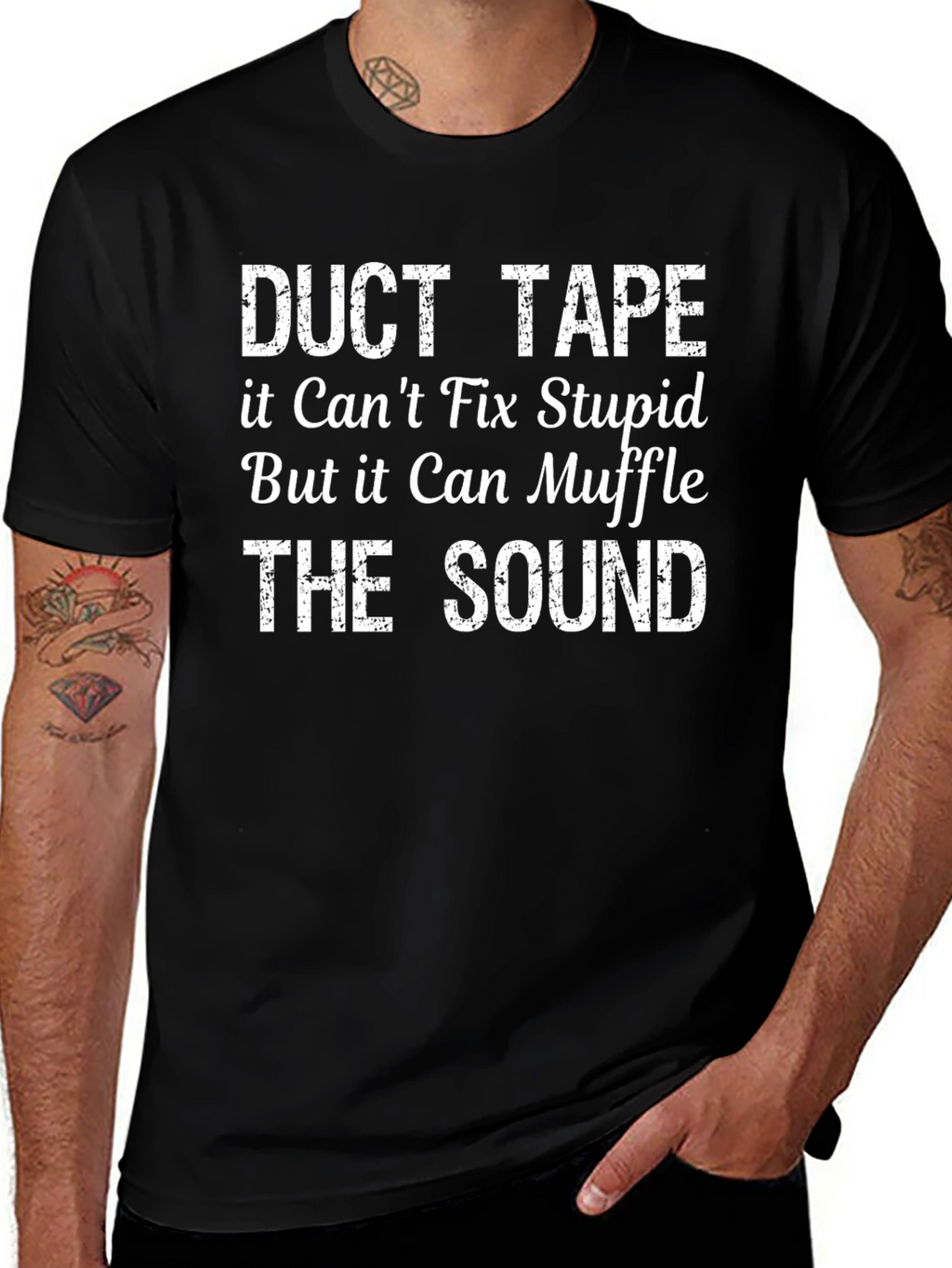Duct Tape Fix Stupid Sarcastic Graphic T-Shirt