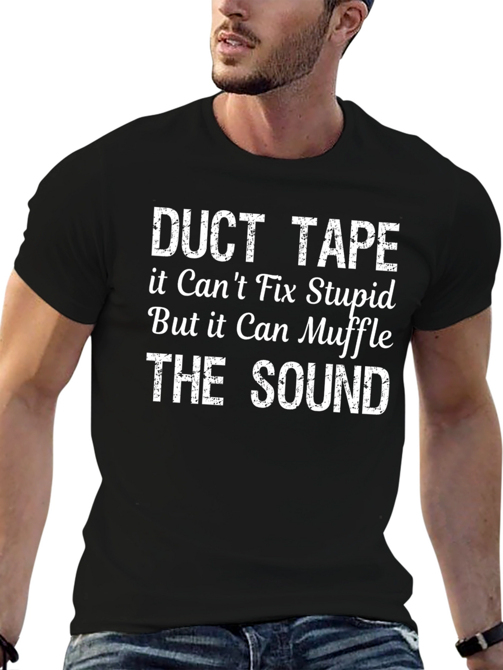 Duct Tape Fix Stupid Sarcastic Graphic T-Shirt