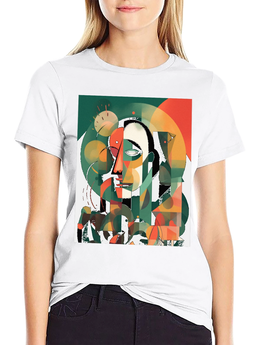Abstract Art T-Shirt - Modern Geometric Face Design