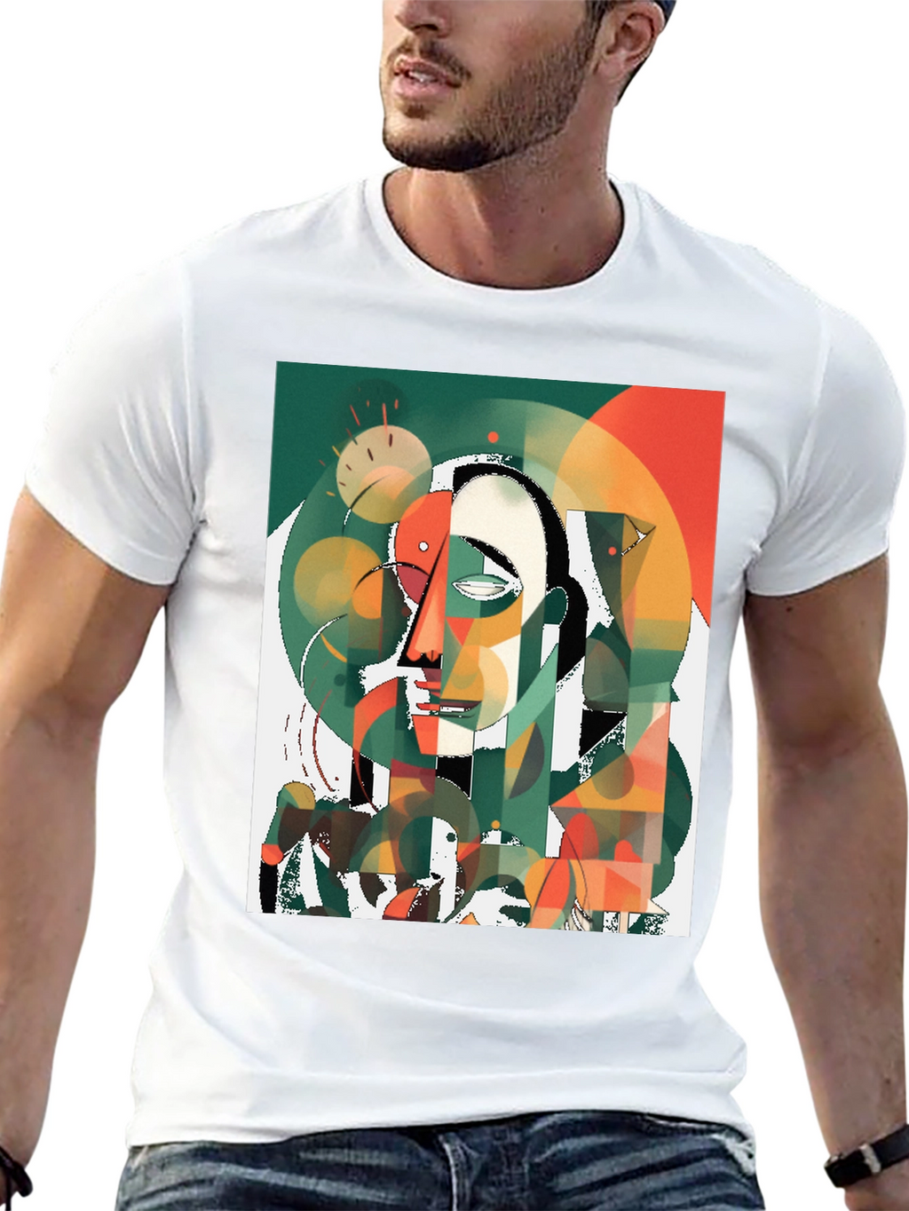 Abstract Art T-Shirt - Modern Geometric Face Design