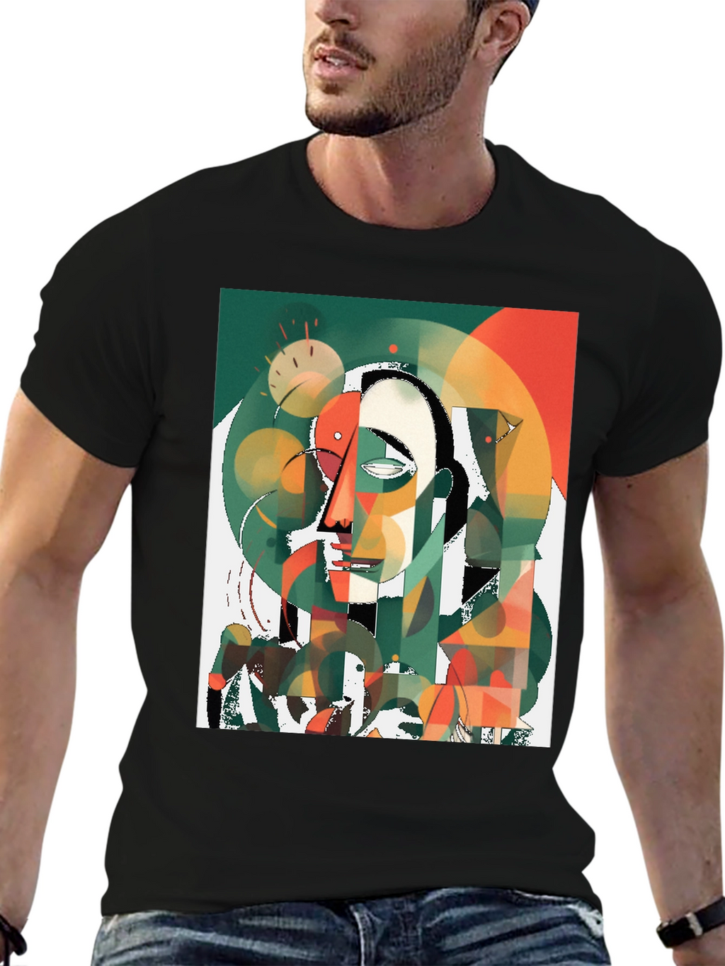 Abstract Art T-Shirt - Modern Geometric Face Design