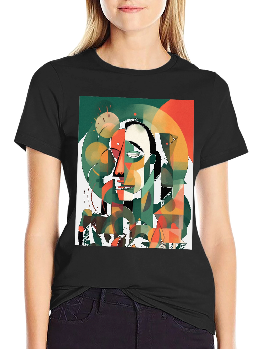 Abstract Art T-Shirt - Modern Geometric Face Design