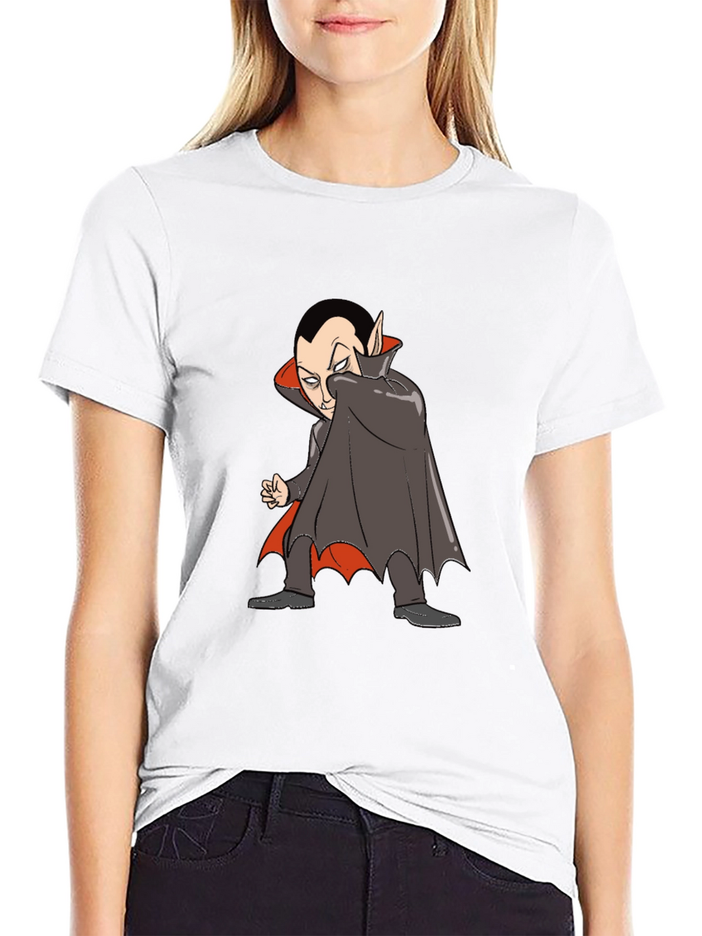 Cartoon Vampire Graphic Tee - Black