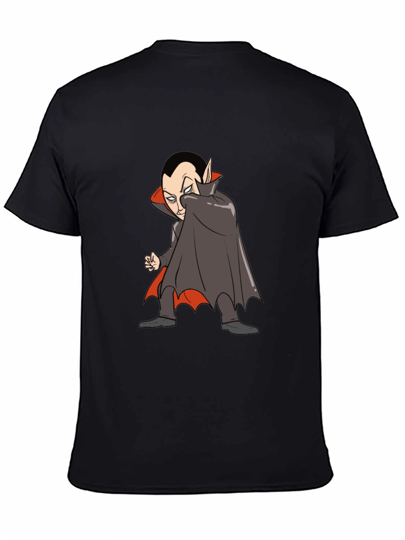 Cartoon Vampire Graphic Tee - Black