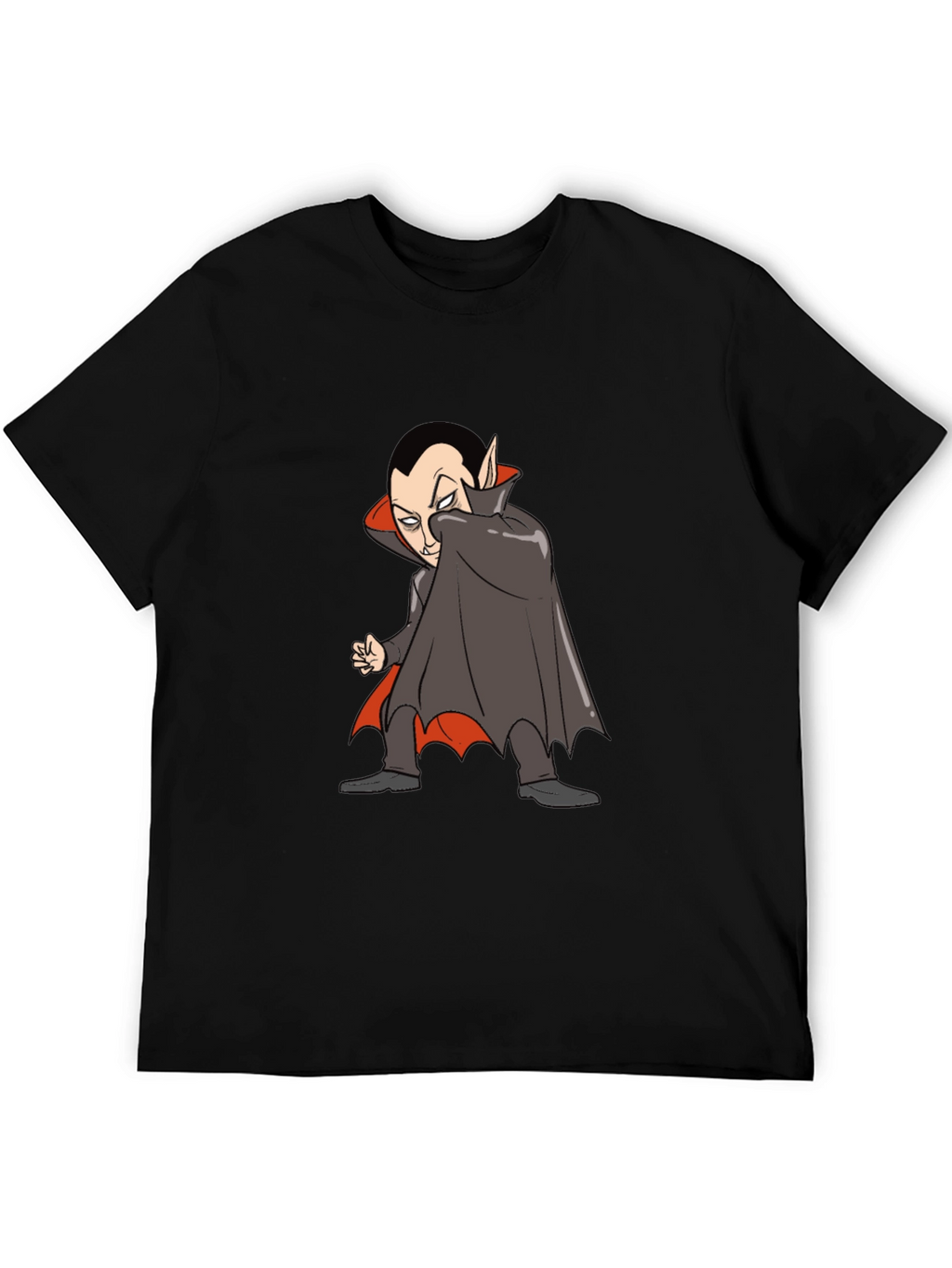Cartoon Vampire Graphic Tee - Black