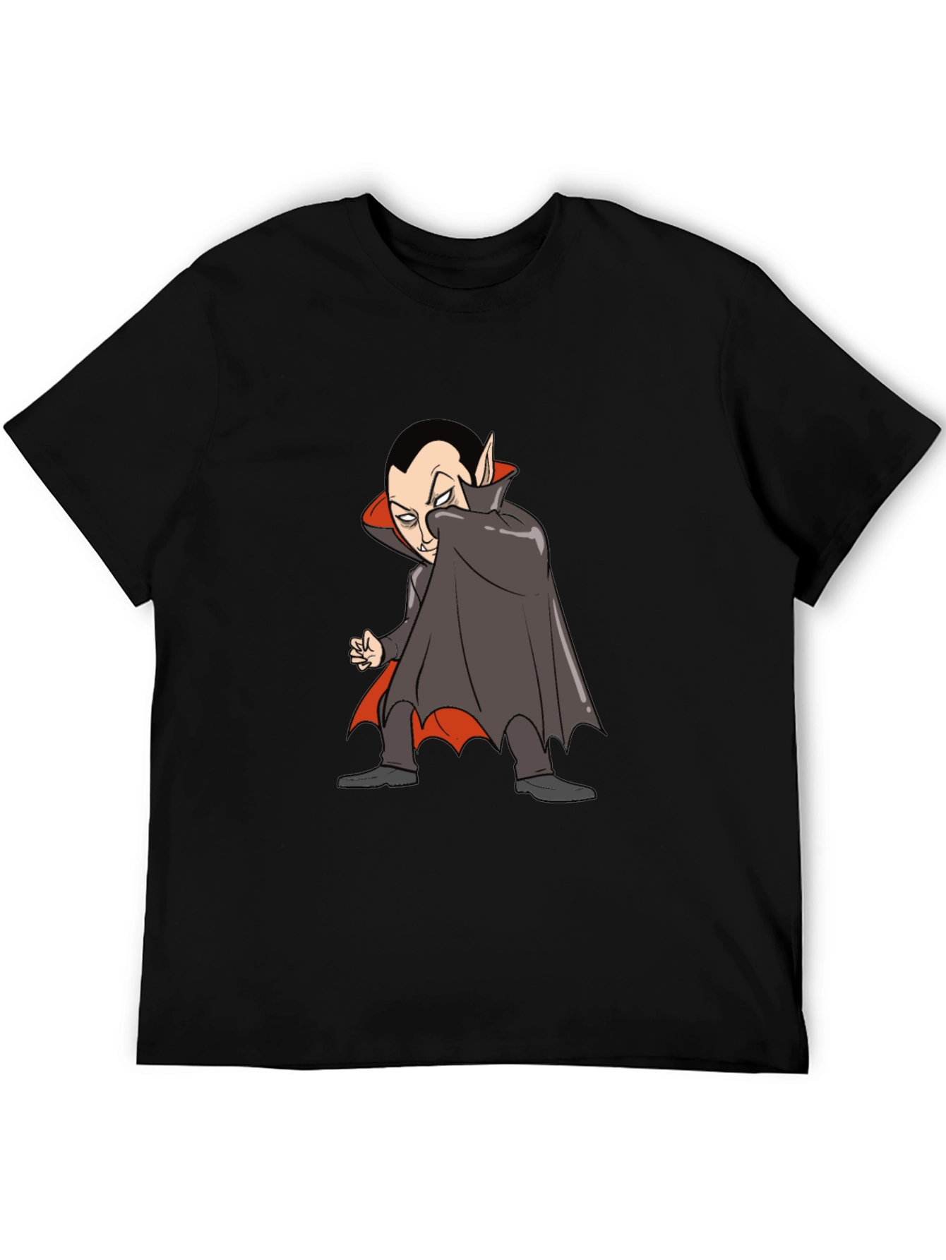 Cartoon Vampire Graphic Tee - Black
