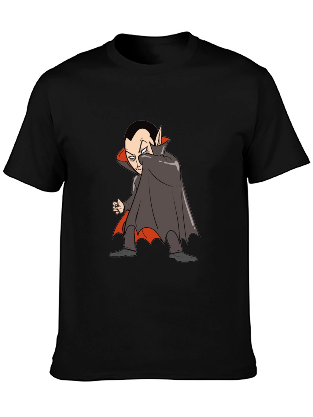 Cartoon Vampire Graphic Tee - Black