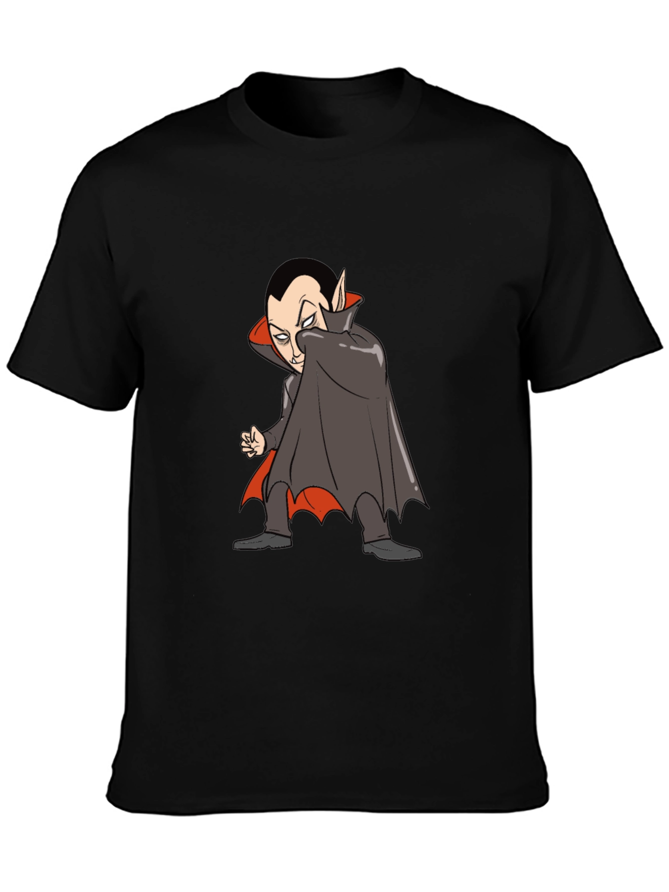 Cartoon Vampire Graphic Tee - Black