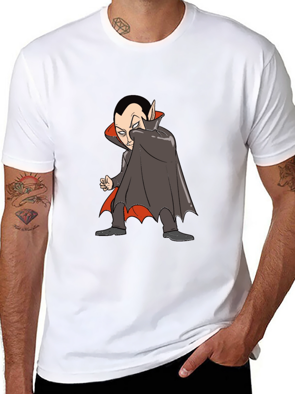 Cartoon Vampire Graphic Tee - Black