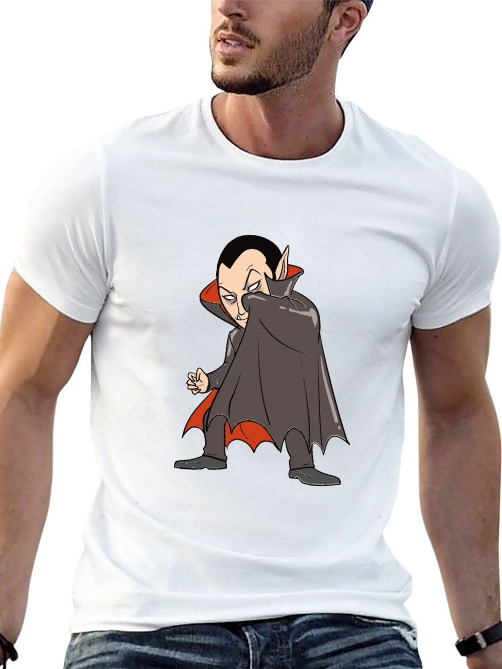 Cartoon Vampire Graphic Tee - Black