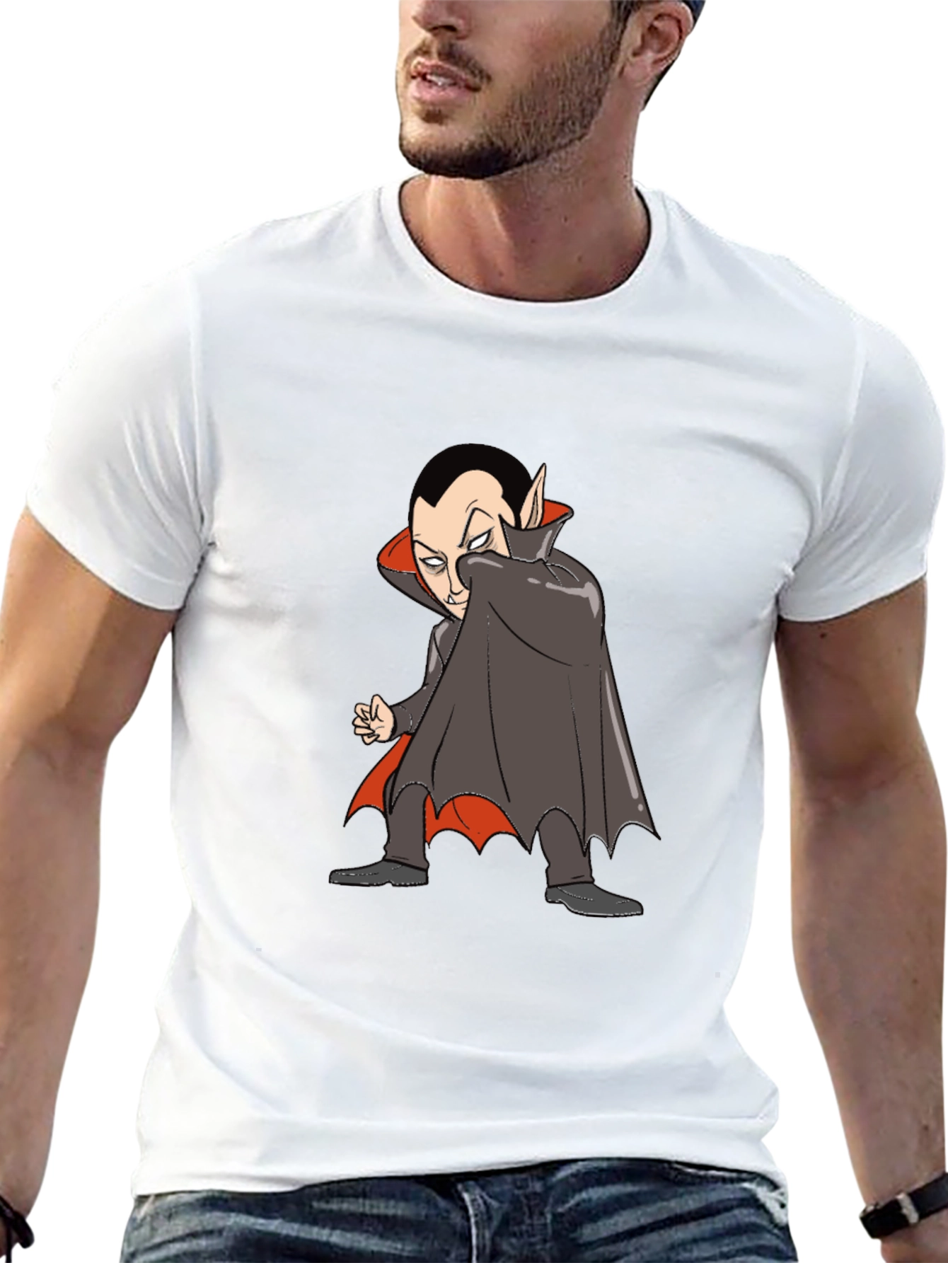 Cartoon Vampire Graphic Tee - Black