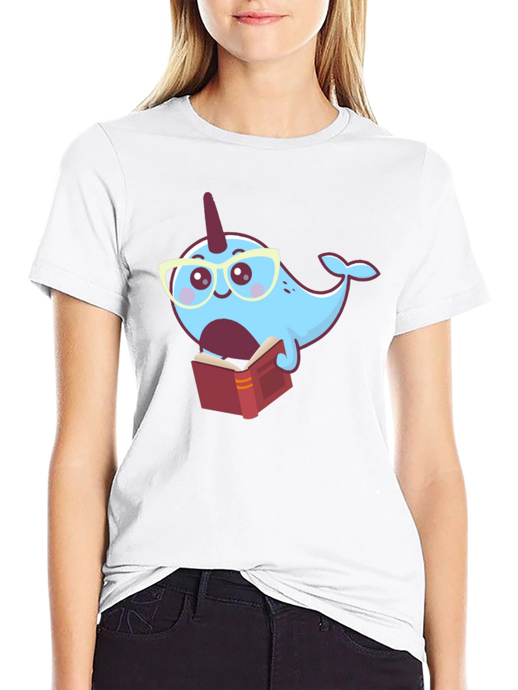 Narwhal Reading Book T-Shirt - Fun Graphic Tee