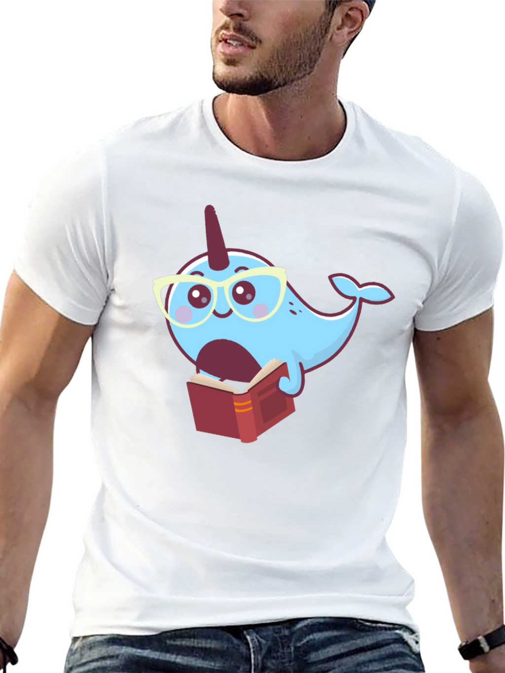 Narwhal Reading Book T-Shirt - Fun Graphic Tee