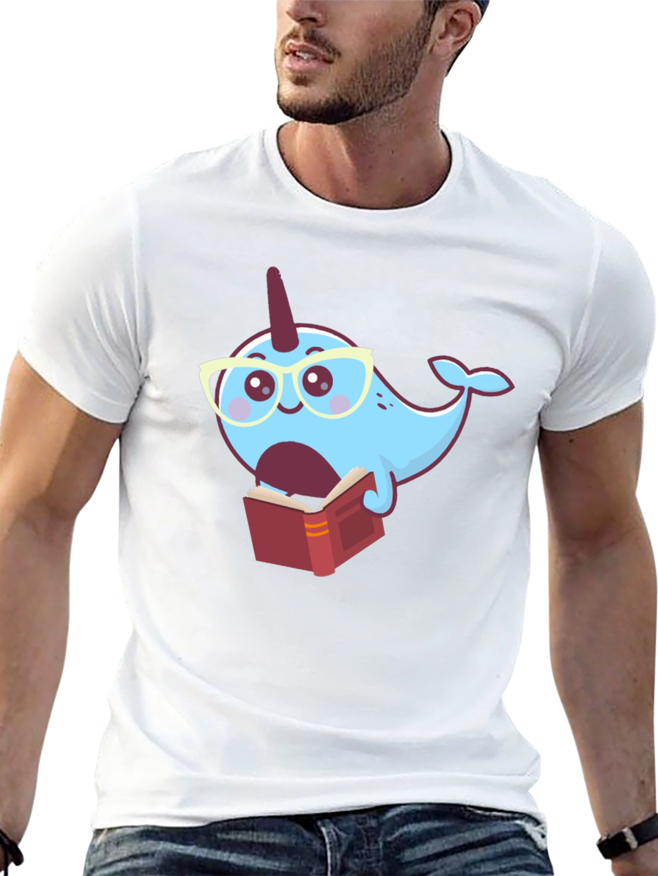 Narwhal Reading Book T-Shirt - Fun Graphic Tee