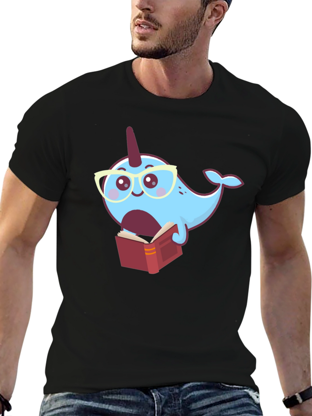 Narwhal Reading Book T-Shirt - Fun Graphic Tee