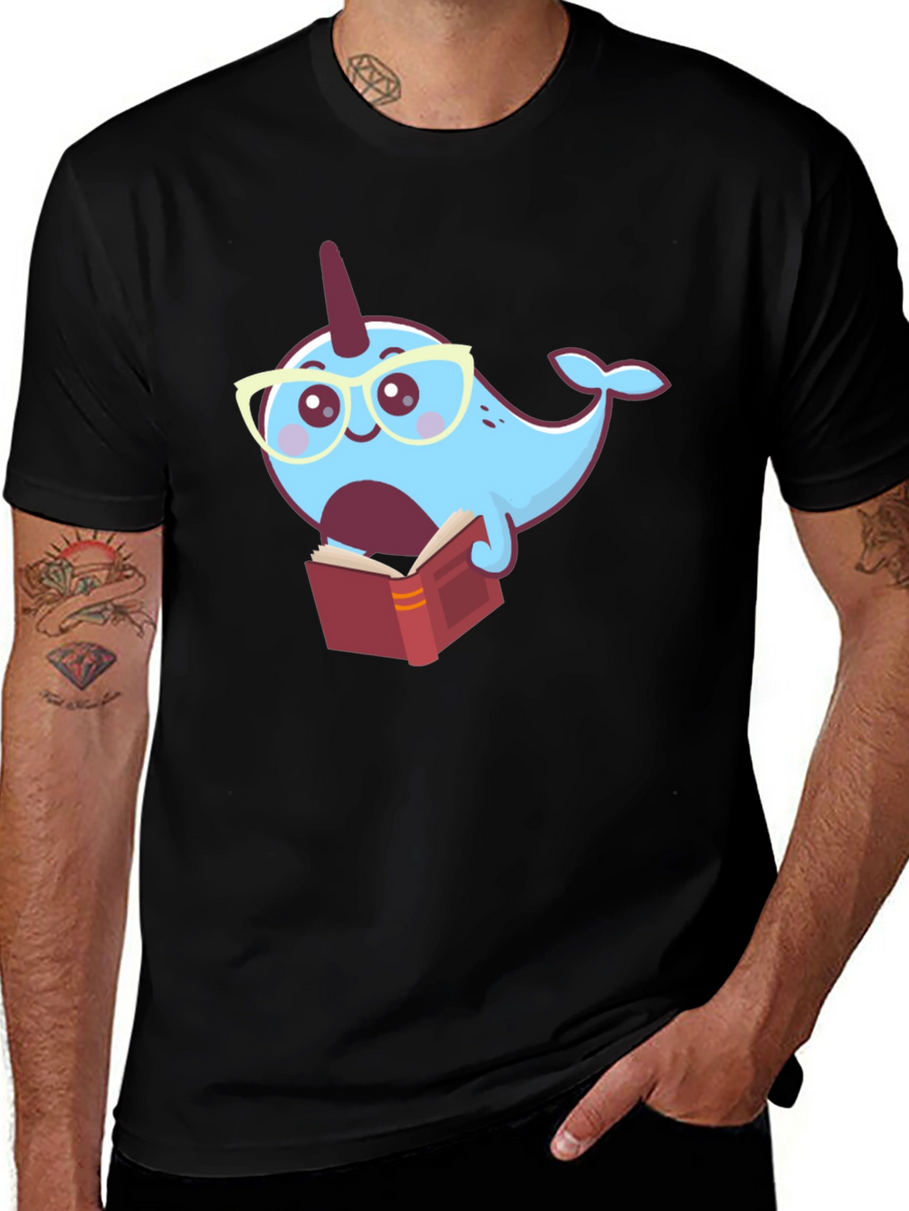 Narwhal Reading Book T-Shirt - Fun Graphic Tee