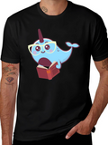 Narwhal Reading Book T-Shirt - Fun Graphic Tee