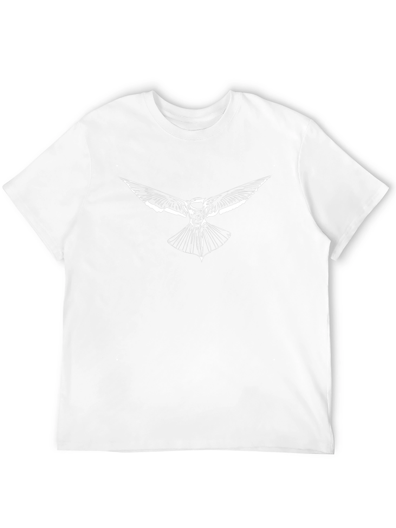 Mens Black T-Shirt with White Bird Graphic