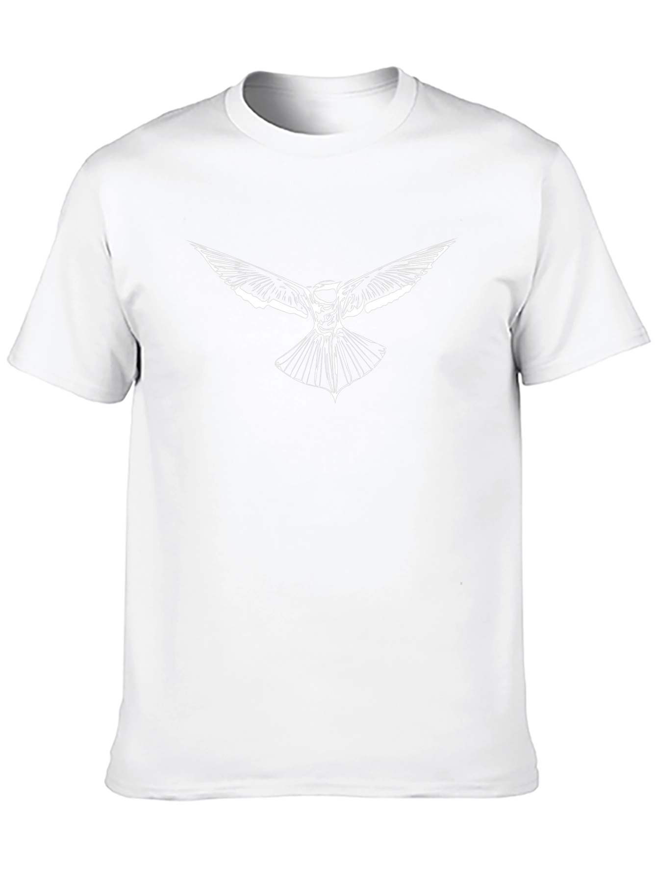 Mens Black T-Shirt with White Bird Graphic