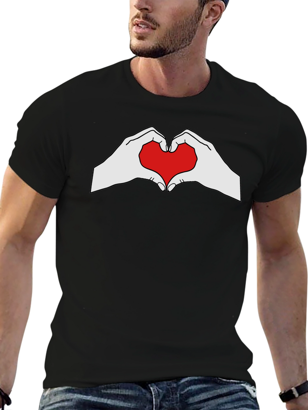 Heart Hands Graphic Tee - Black