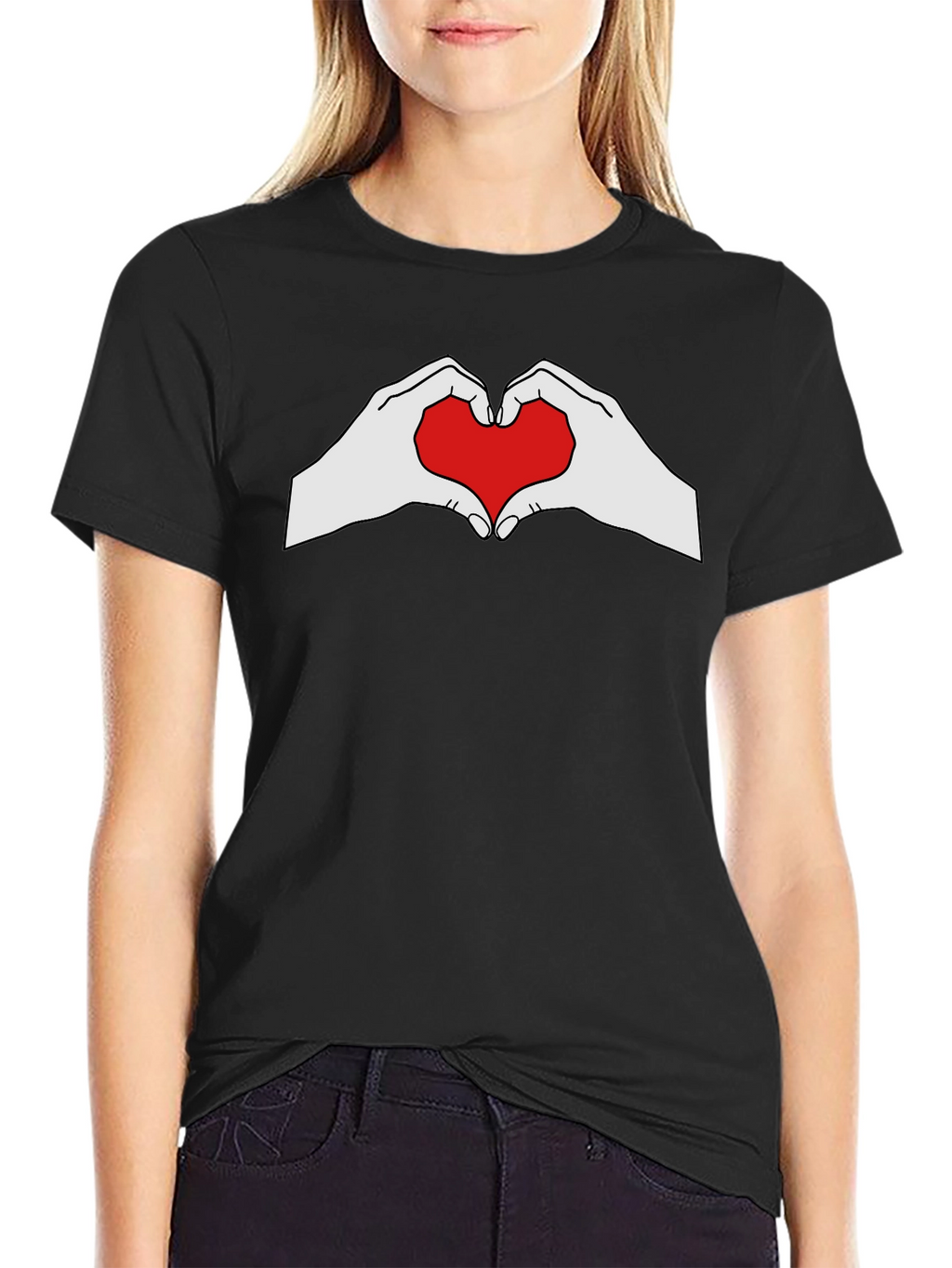 Heart Hands Graphic Tee - Black