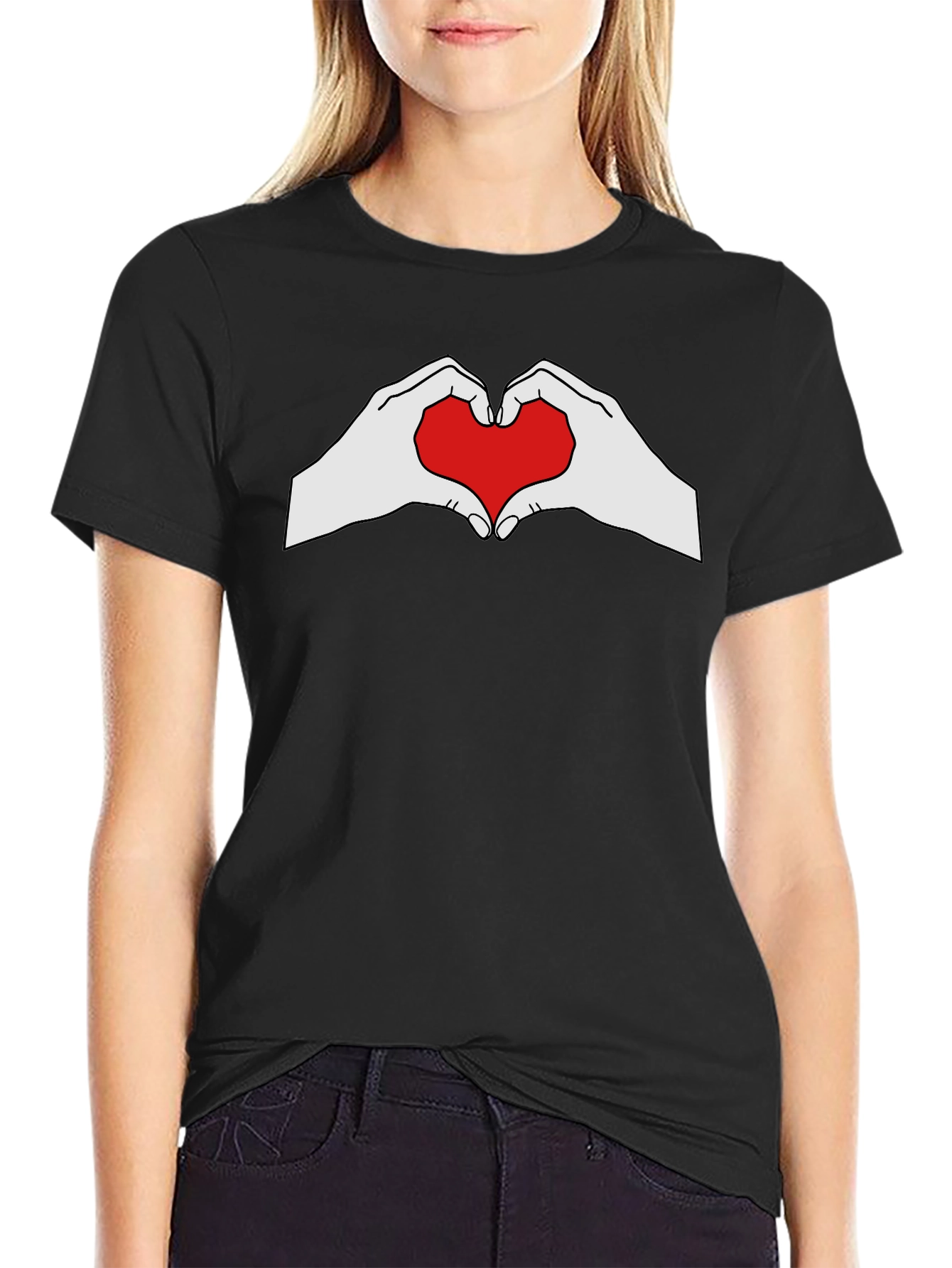 Heart Hands Graphic Tee - Black