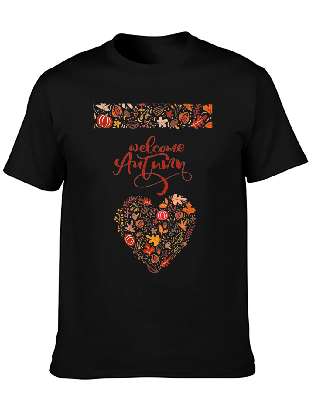 Welcome Autumn Heart Graphic Tee - Fall Season Shirt