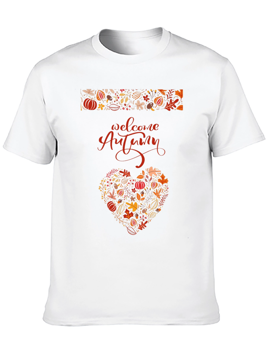 Welcome Autumn Heart Graphic Tee - Fall Season Shirt