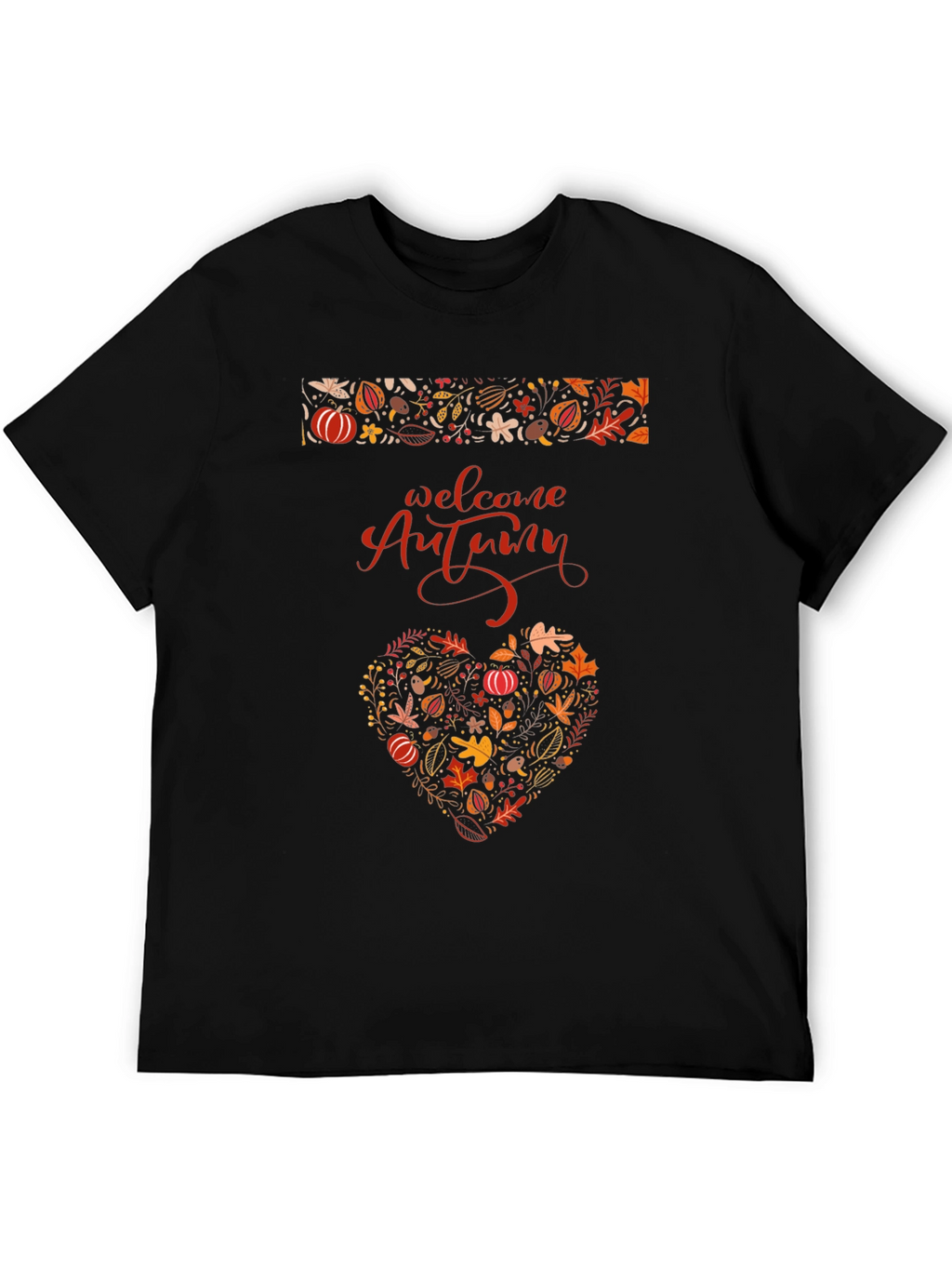 Welcome Autumn Heart Graphic Tee - Fall Season Shirt