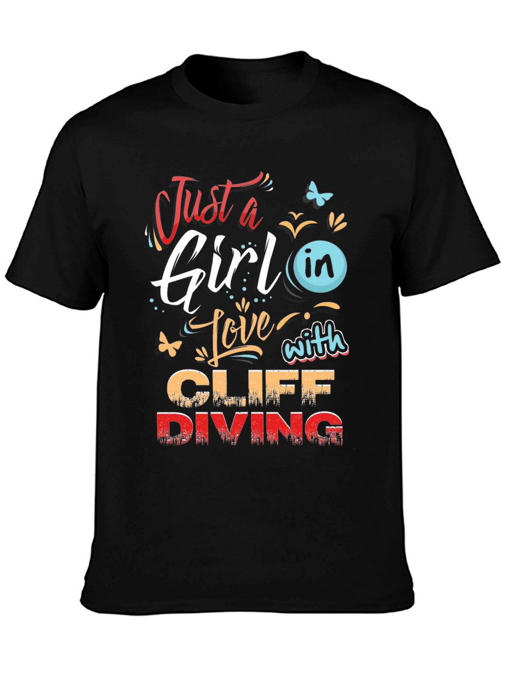 Girl Cliff Diving Graphic T-Shirt - Stylish Tee