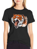 Roaring Tiger Graphic Tee - Black Cotton T-Shirt