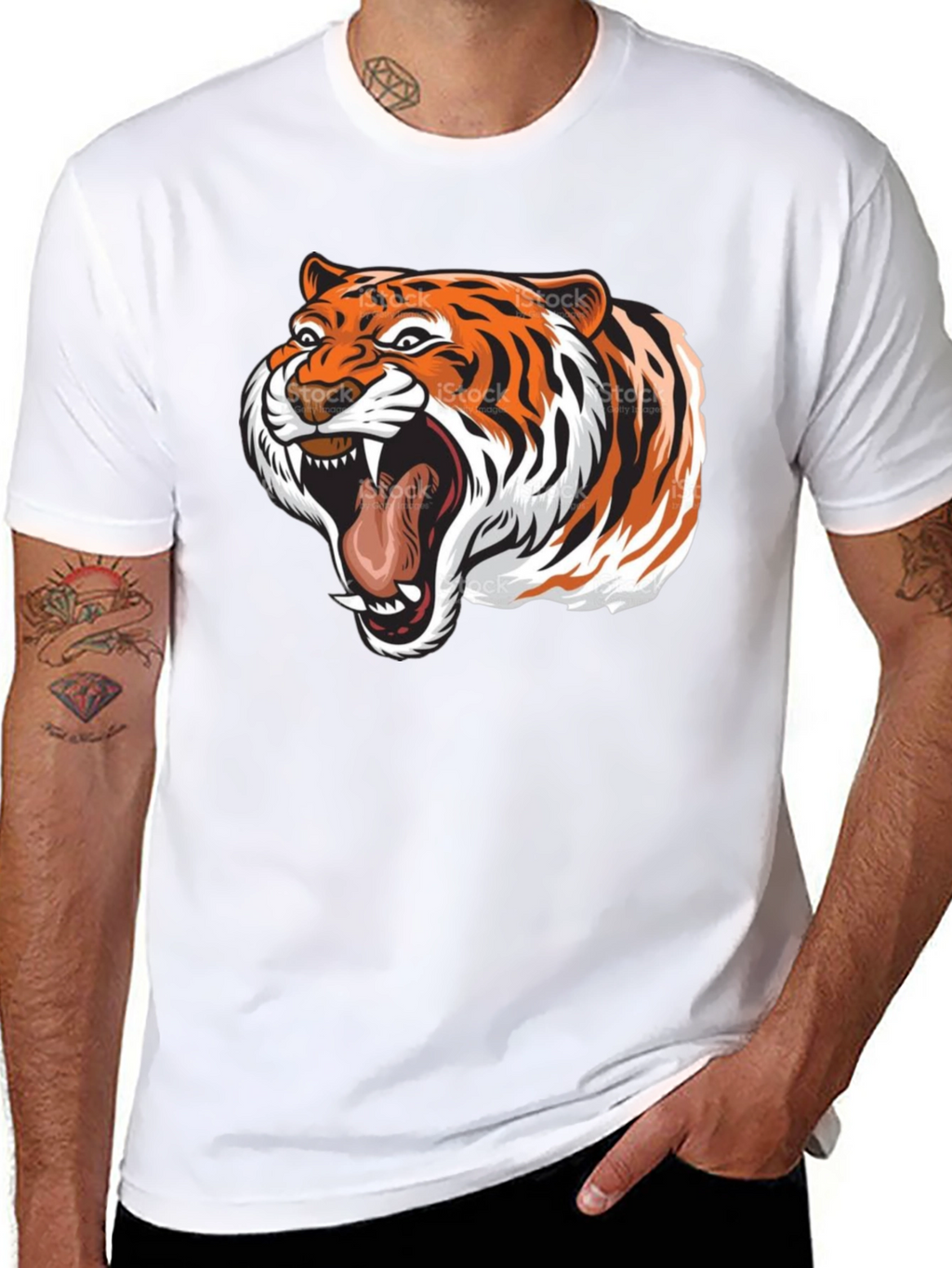 Roaring Tiger Graphic Tee - Black Cotton T-Shirt