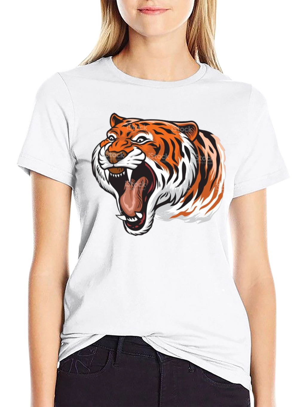 Roaring Tiger Graphic Tee - Black Cotton T-Shirt