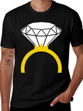Diamond Ring Graphic Tee - Black Cotton Blend