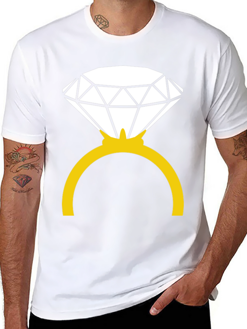 Diamond Ring Graphic Tee - Black Cotton Blend