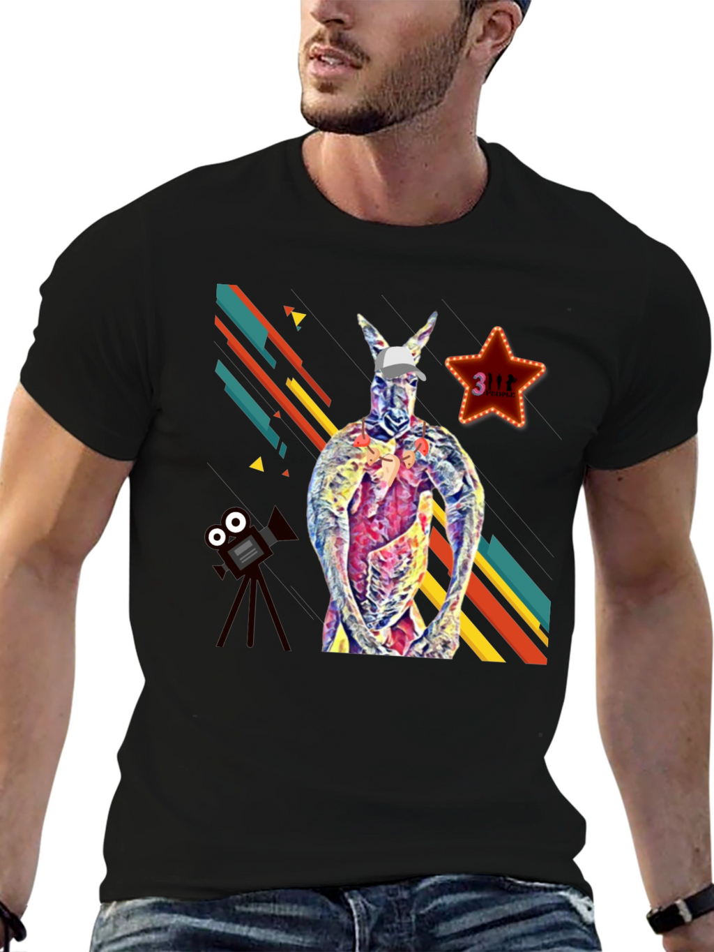 Kangaroo Star Mens Graphic T-Shirt