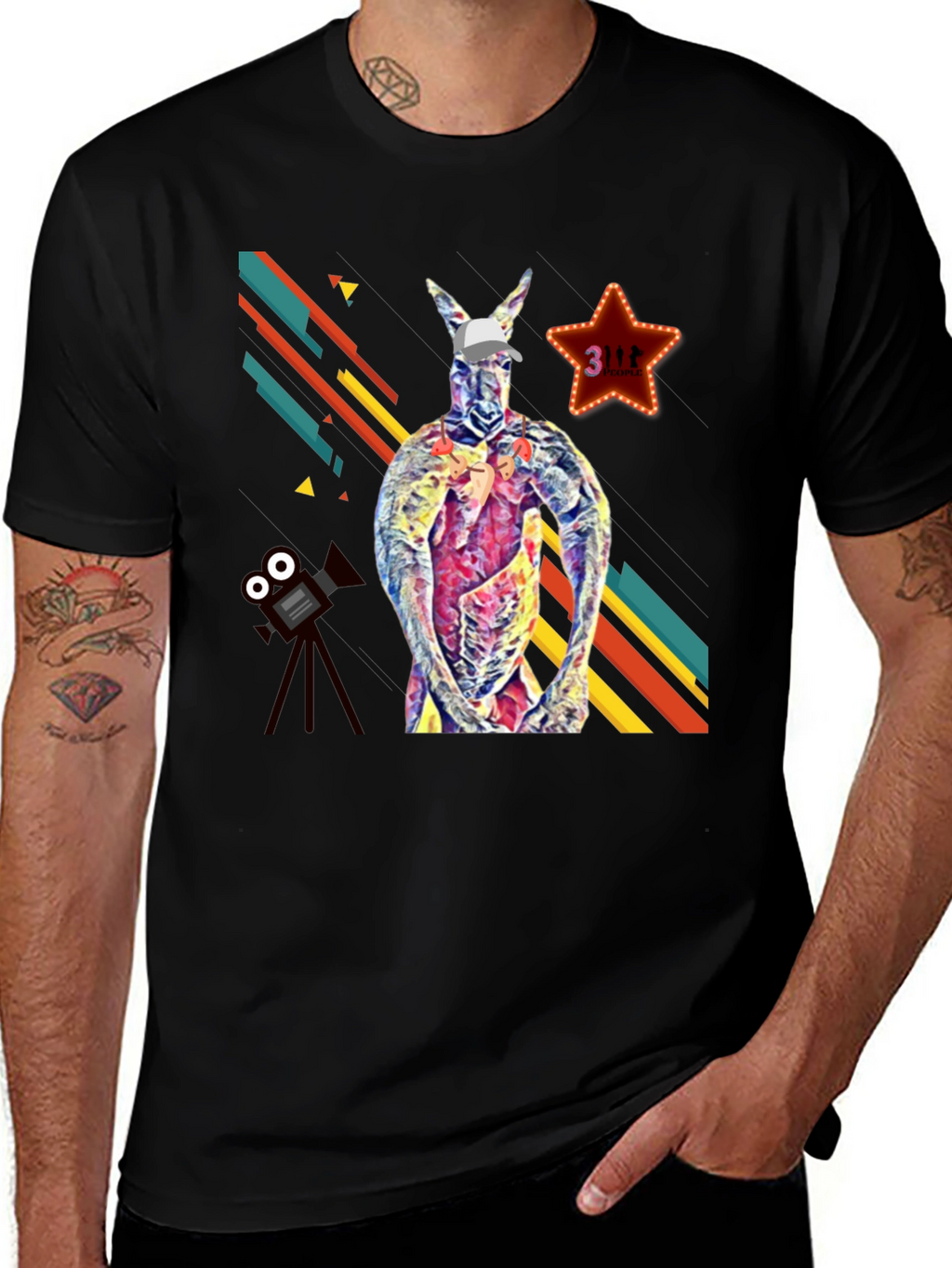 Kangaroo Star Mens Graphic T-Shirt