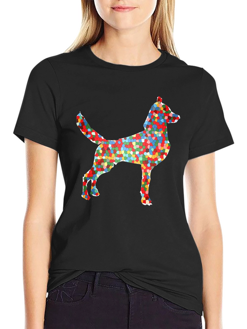 Abstract Mosaic Dog Graphic T-Shirt