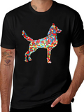 Abstract Mosaic Dog Graphic T-Shirt