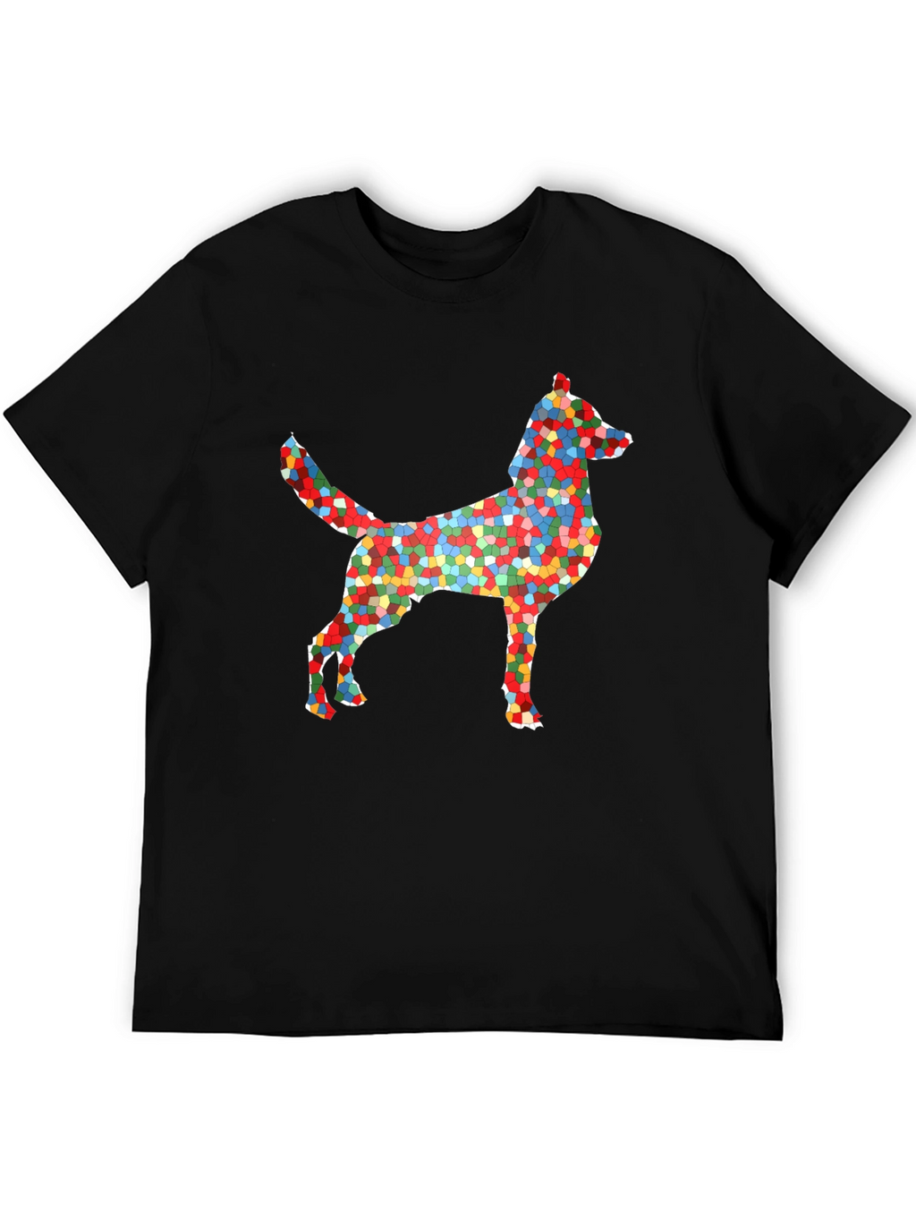 Abstract Mosaic Dog Graphic T-Shirt