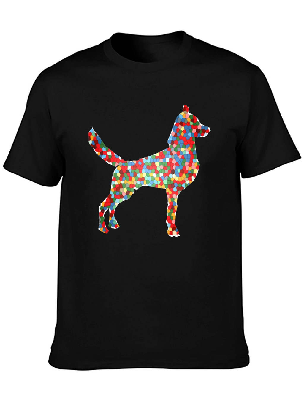 Abstract Mosaic Dog Graphic T-Shirt